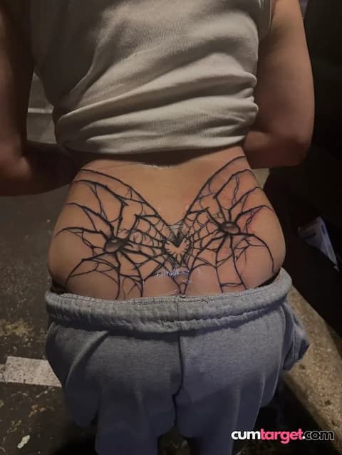 Cum Target Spider Web Lower Back Tattoo