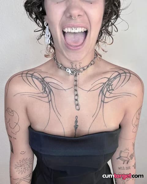 Wait for you Person Showing Tongue and Tattoos