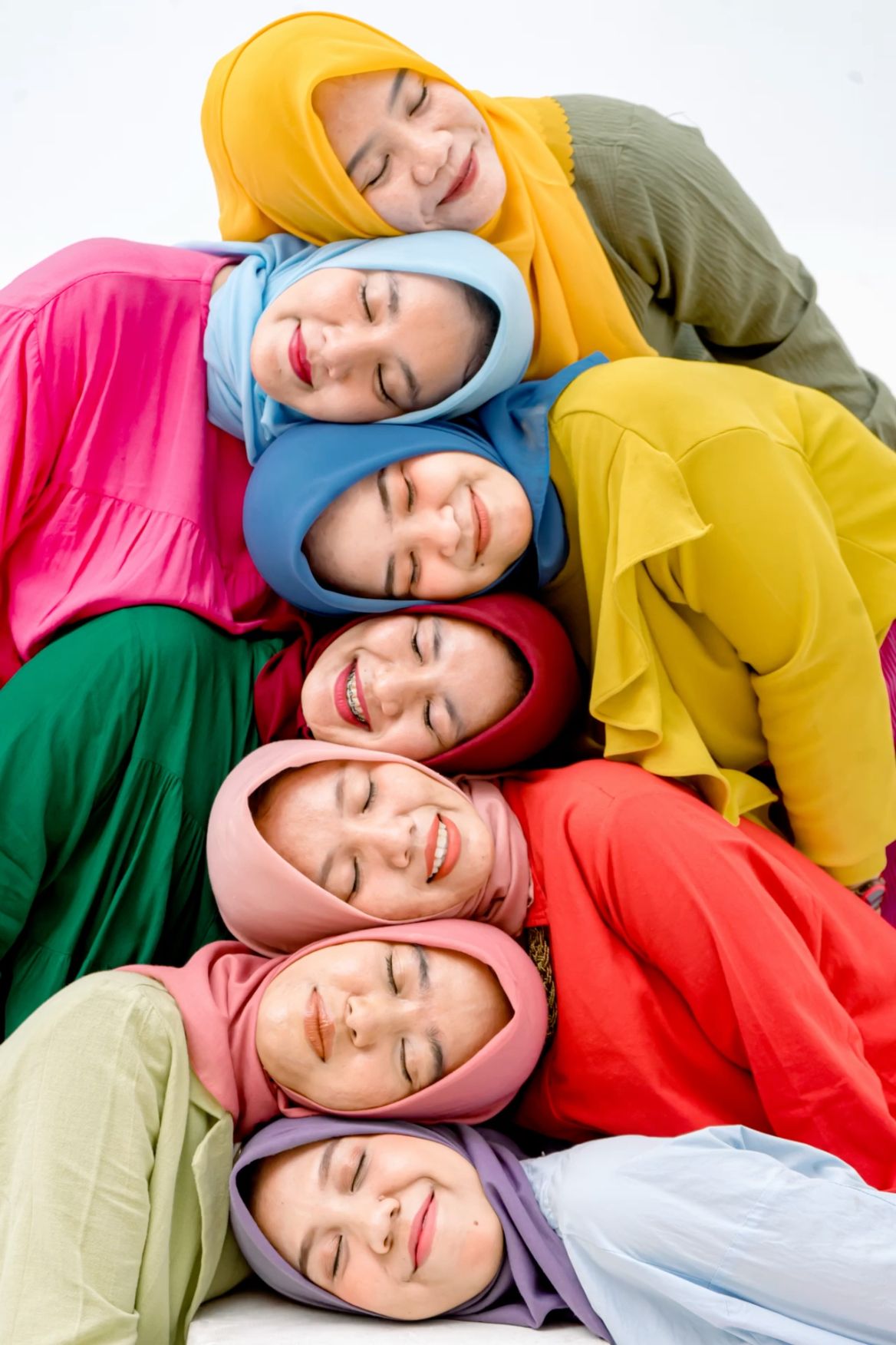 Colorful Hijab Group Embrace
