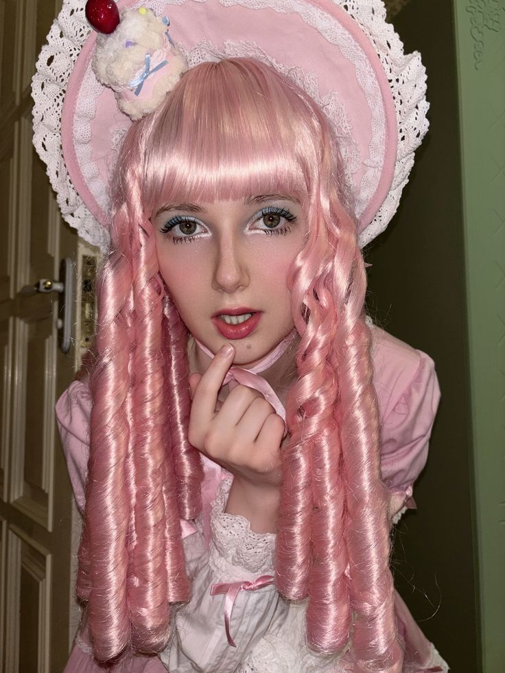 Pink Curly Hair Costume