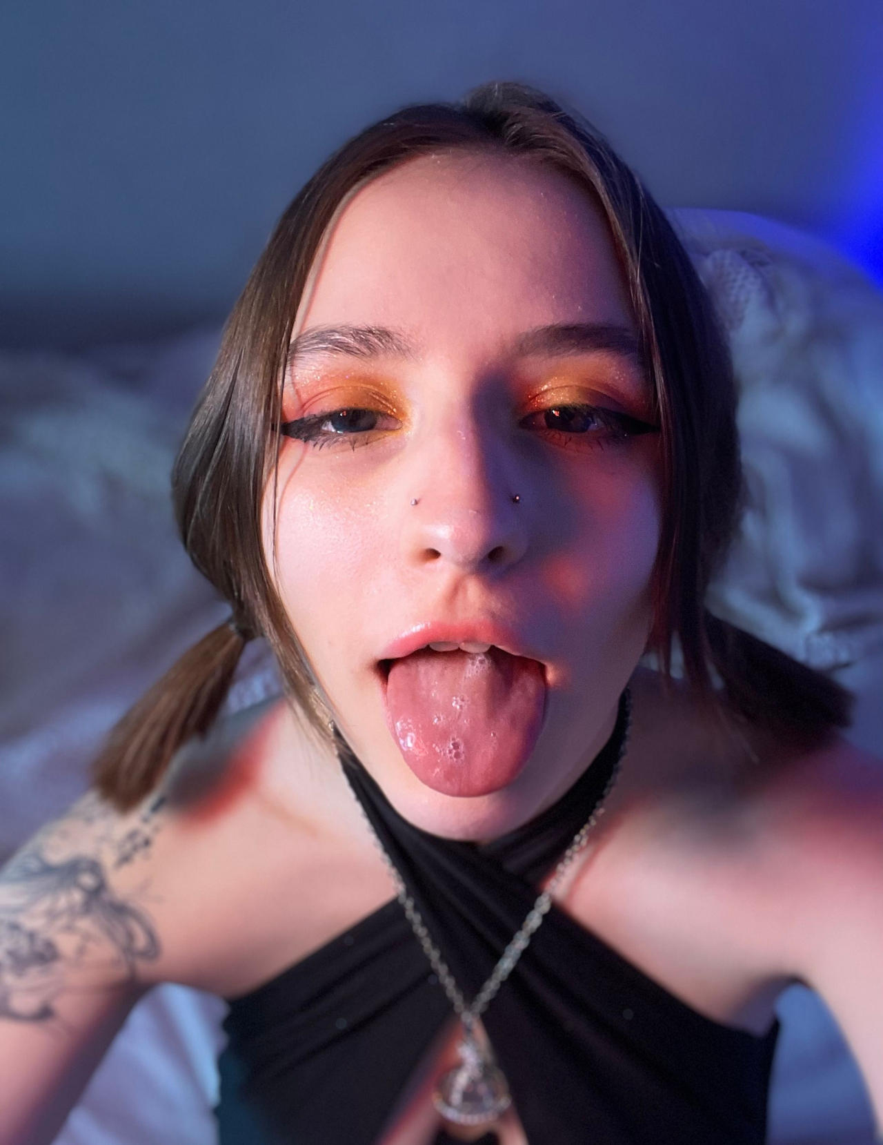 Wait for cum Spray on Playful Close-Up Portrait