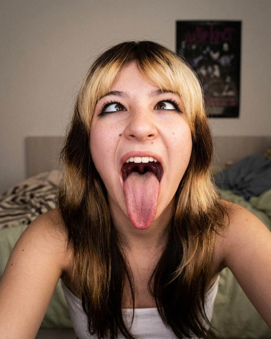 Finish on Finish on Playful Face with Tongue Out