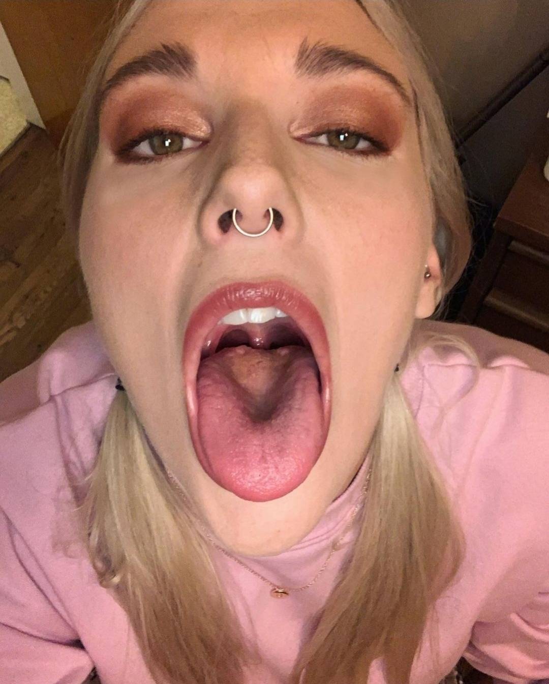 Cum target Finish on Close-up Face with Tongue Out
