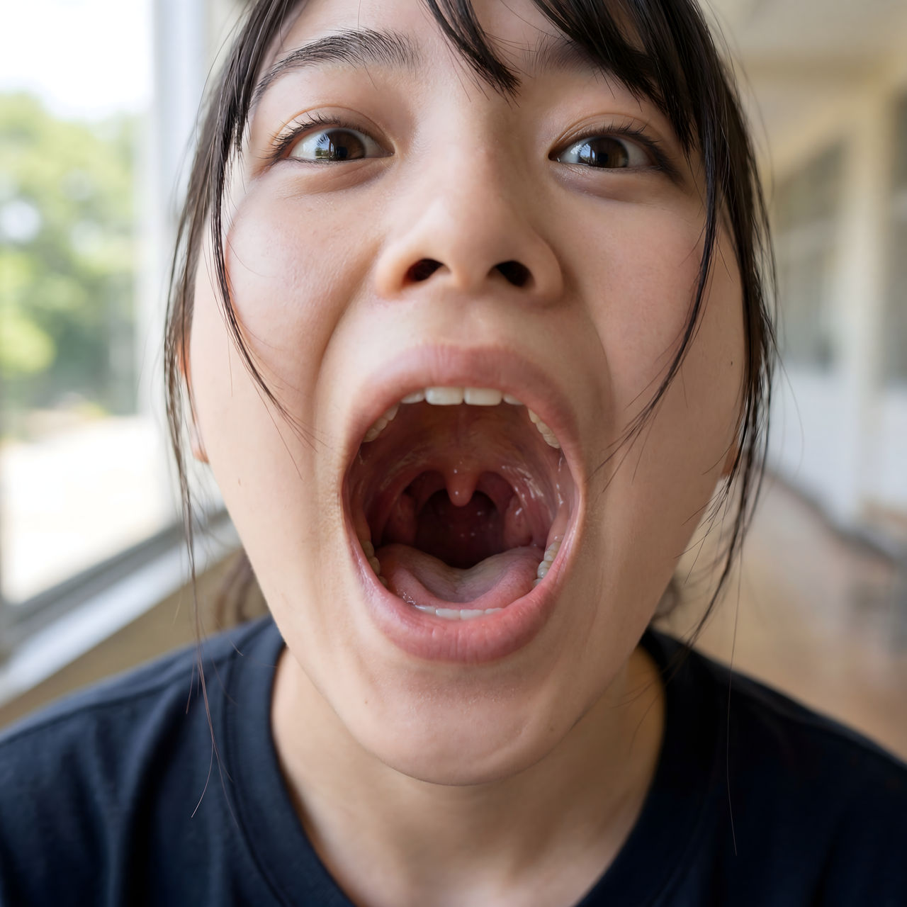 Cum target Finish on Close-up of Open Mouth