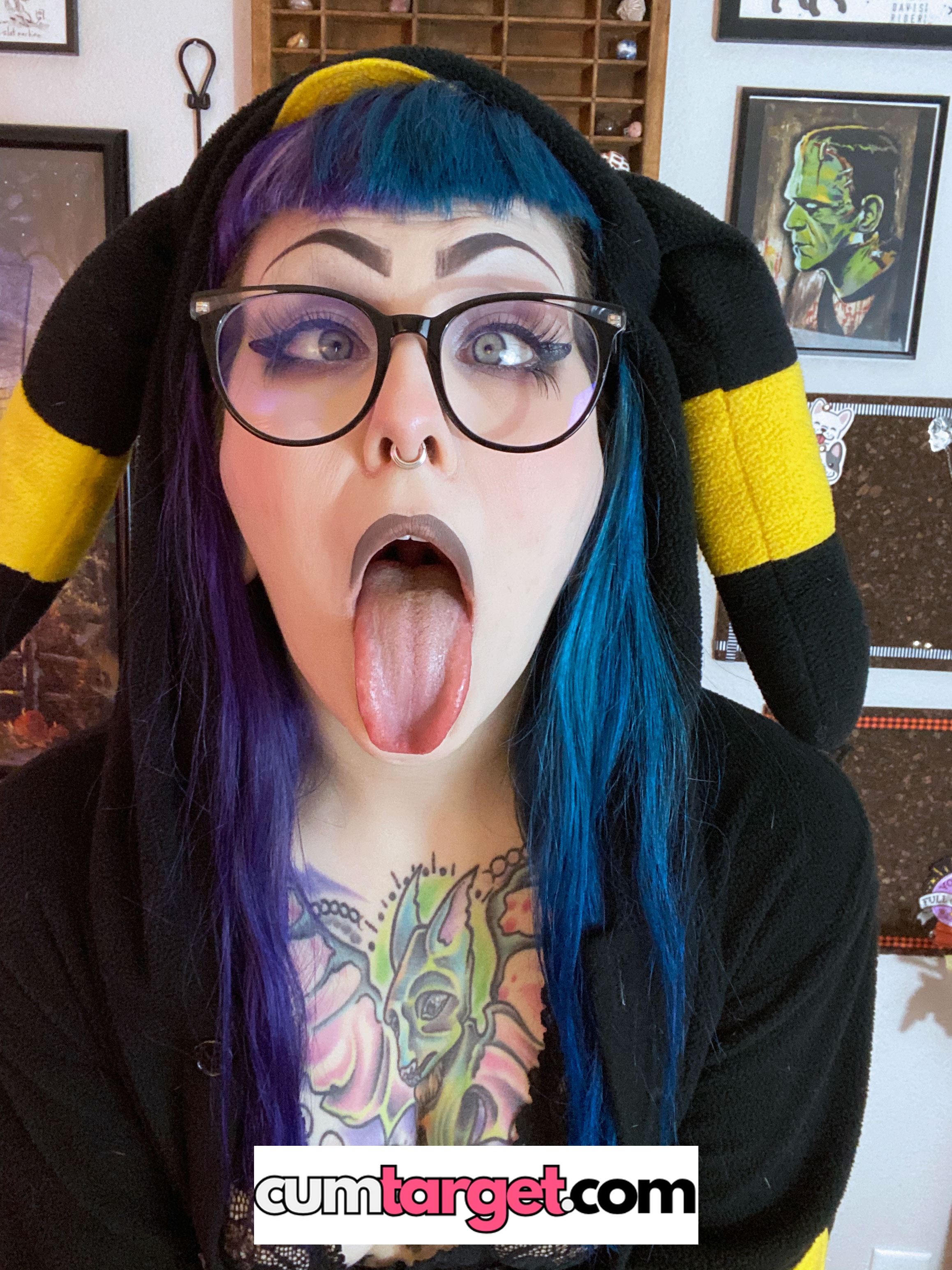 Spray on Wait for cum Playful Expression with Colorful Hair