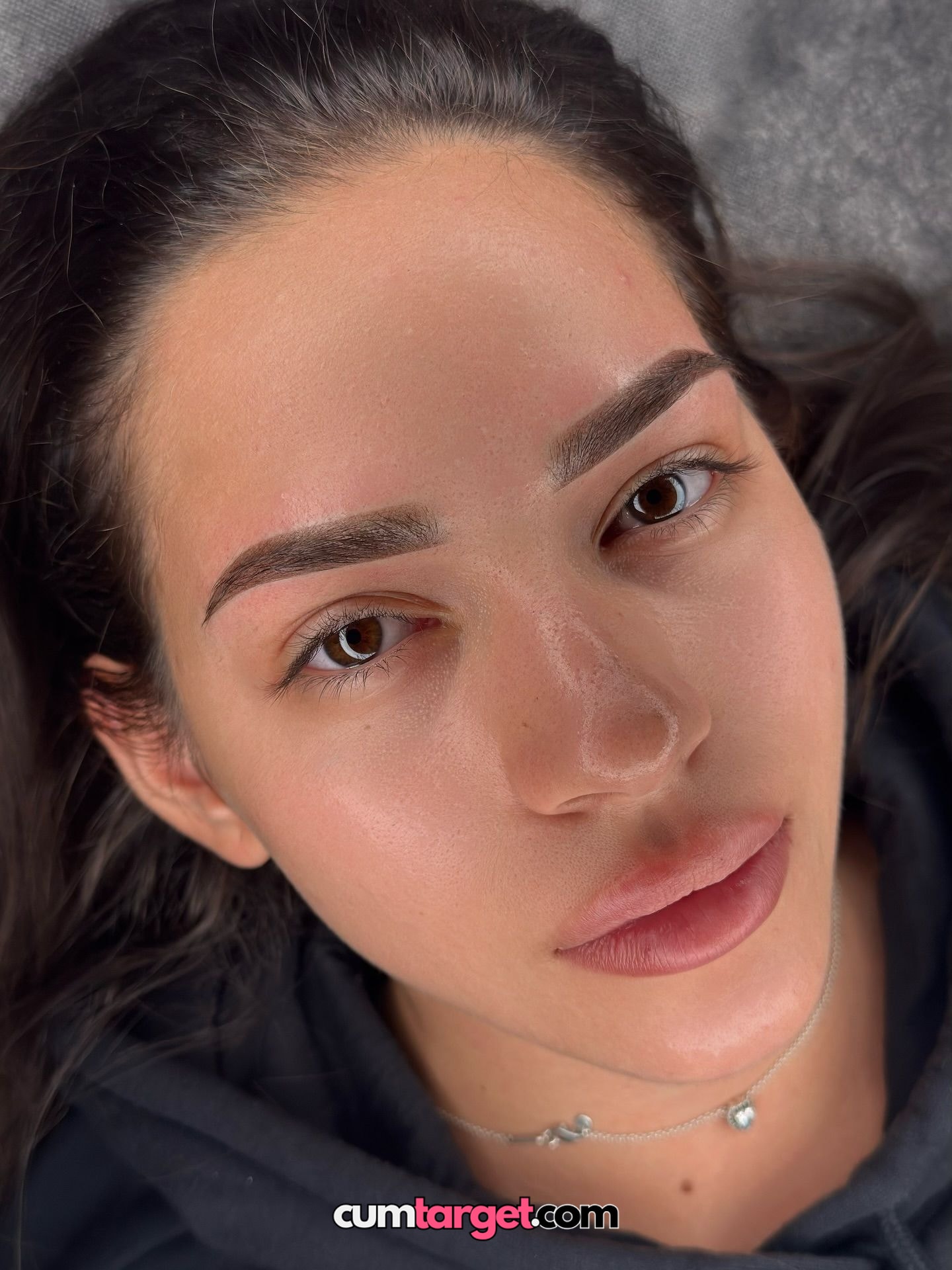 Spray on Wait for cum Close-up of Woman's Face