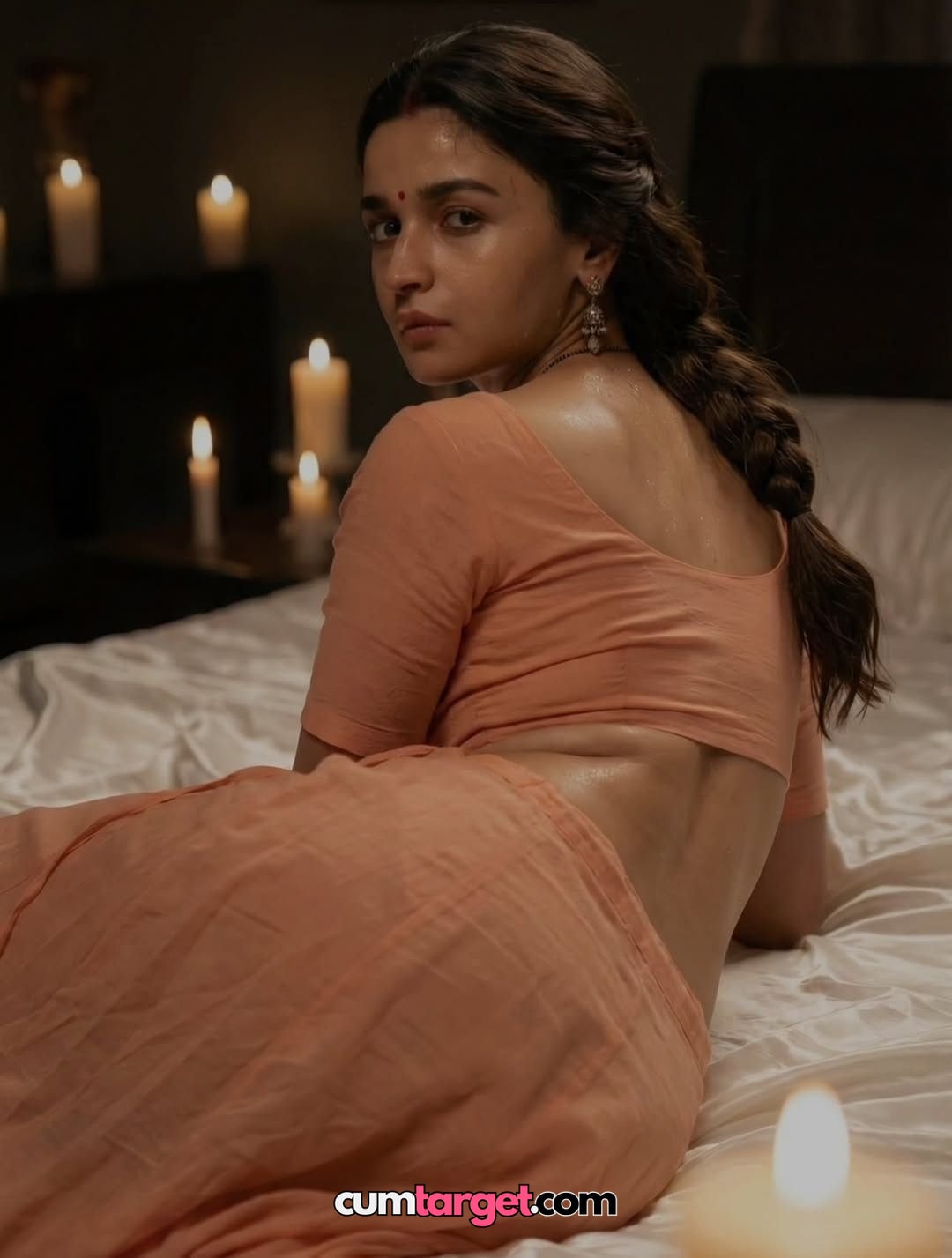 Wait for cum Cum target Woman Reclining on Bed