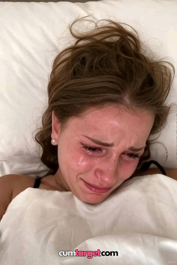 Wait for cum Spray on Woman Crying in Bed