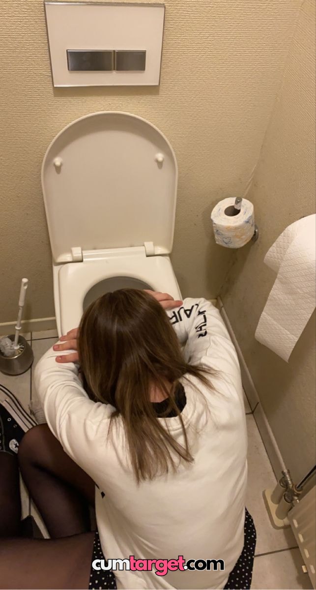 Cum target Spray on Person Leaning Over Toilet
