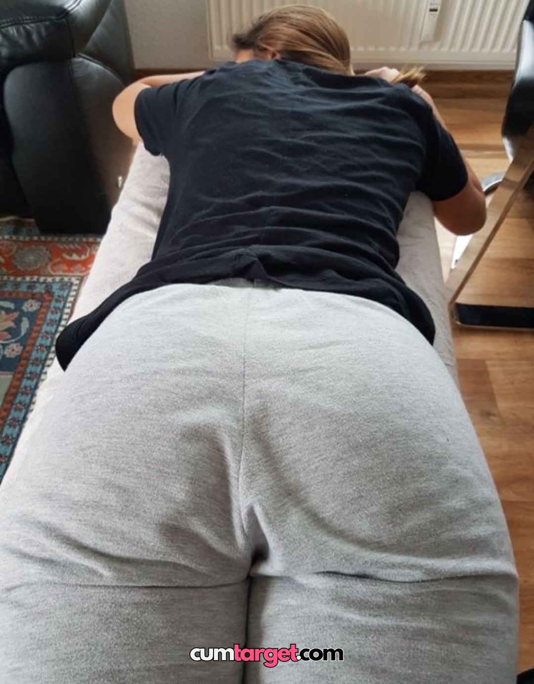 Spray on Wait for cum Person Lying Face Down